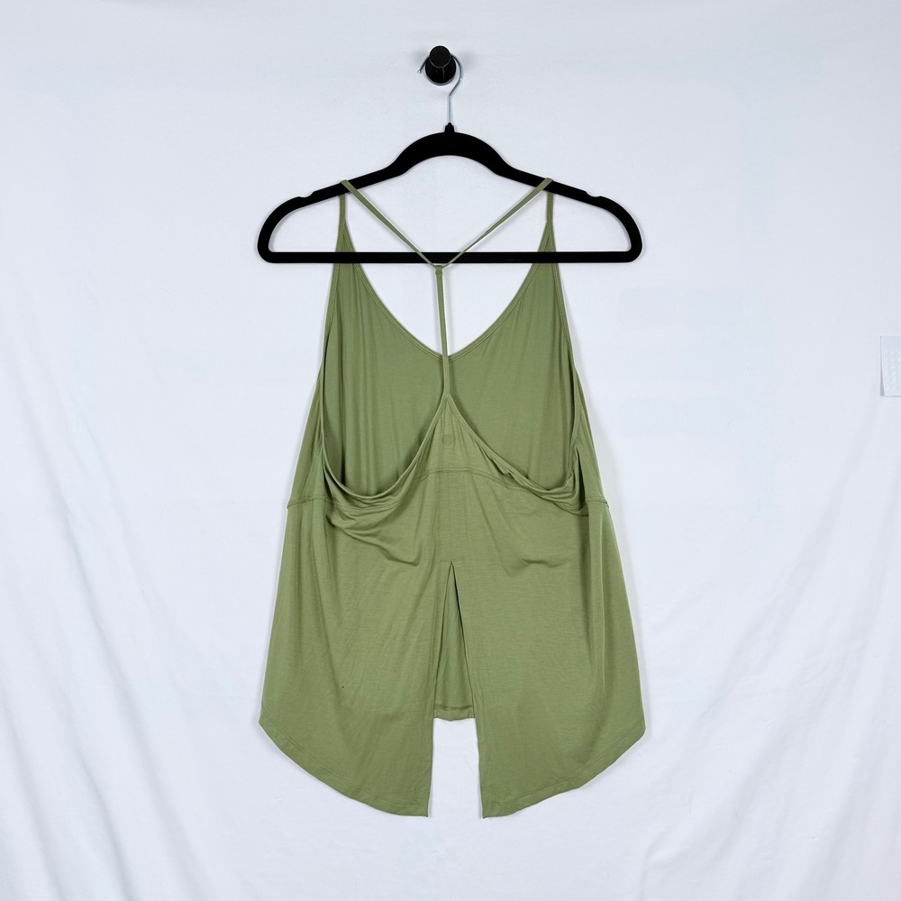 Lululemon Modal-Silk Yoga Tank Top Size 8 Sage Green T-Open Back Athleisure Gym - Picture 6 of 8